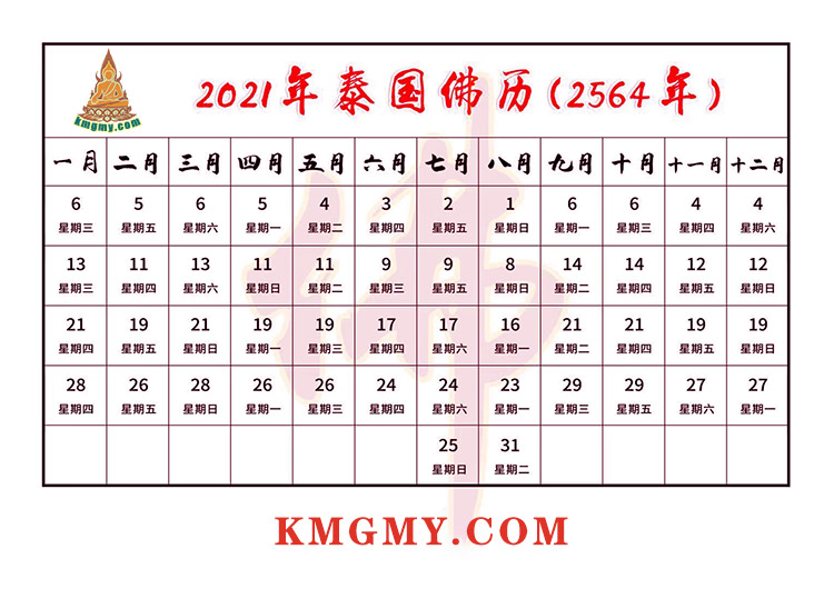 2021年泰国佛历
